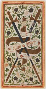 The Two of Swords, facsimile of a tarot card from the 